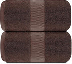White Classic Luxury Soft Brown Bath Sheet Towels - Image 2