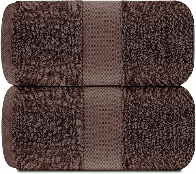 White Classic Luxury Soft Brown Bath Sheet Towels - Image 2