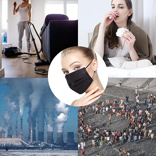 Borje 200 PCS Black Disposable Face Mask 3 Ply Protection Face Masks - Image 6