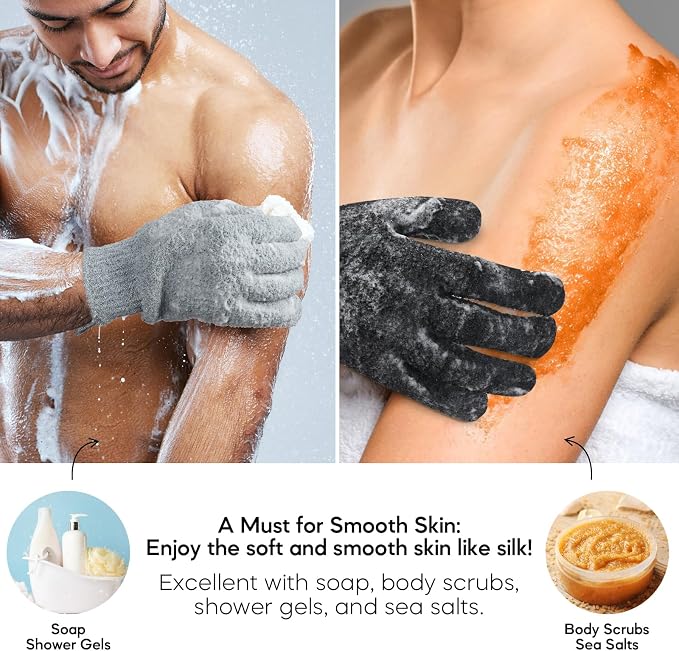 Exfoliating Gloves for Big Hands 8Pack- Lengthened and Large Double-Sided - Image 2