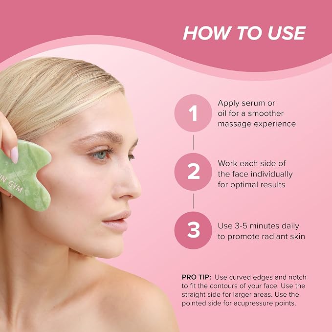 SKIN GYM Jade Sculpty Heart Gua Sha Tool, Heart-Shaped Facial Massage Tool - Image 5