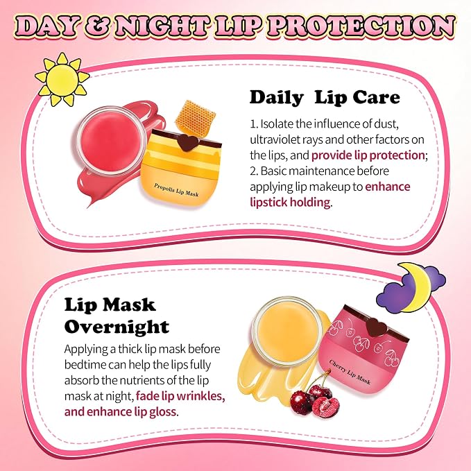 4PCS Lip Scrub and Mask Set, Cherry and Honey Pot Lip Balm, Strawberry and - Image 4