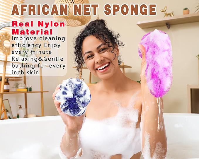 2 Pack African Net Sponge Exfoliating Body Scrubber Bath Sponge - Image 3