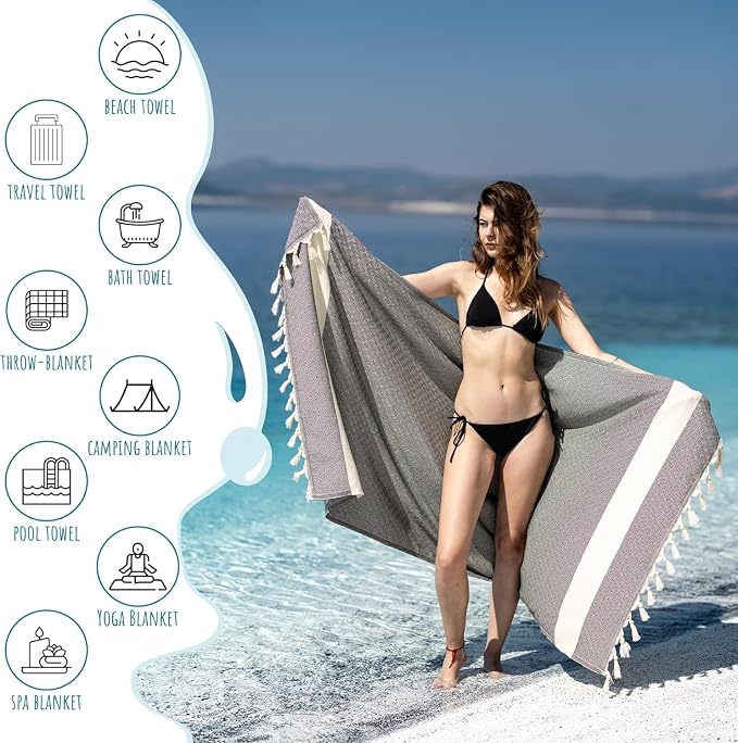 Turkish Beach Towel Oversized Clearance XL 40x71- Sand Free - Image 4