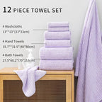 Ultra Soft Bath Towel Set, 12 Piece Family Bathroom Towels Set - Image 5