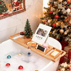 Utoplike Bamboo Bathtub Caddy Tray Bath Tray - Image 4