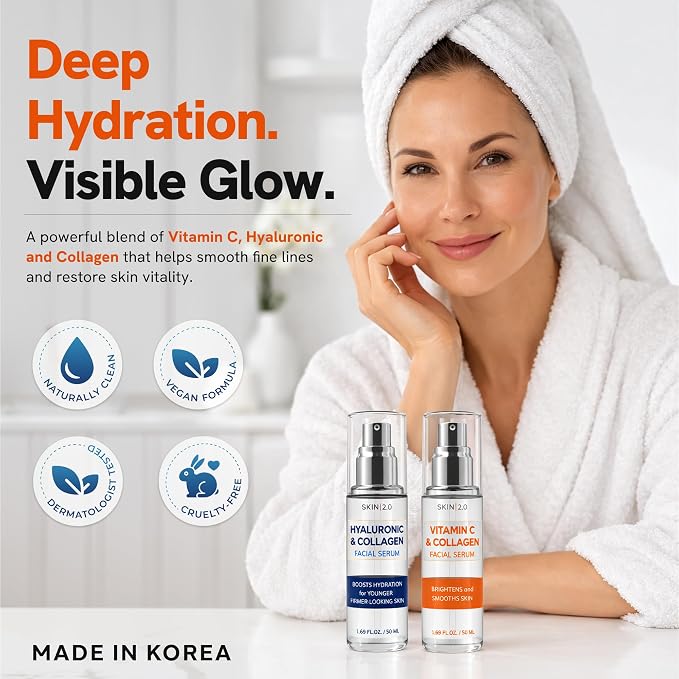 Skin 2.0 Hyaluronic & Collagen + Vitamin C Face Serum – Dermatologist Tested - Image 2