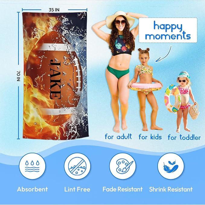 Personalized Beach Towel With Name, Custom Beach Towel with Text, Customized - Image 3