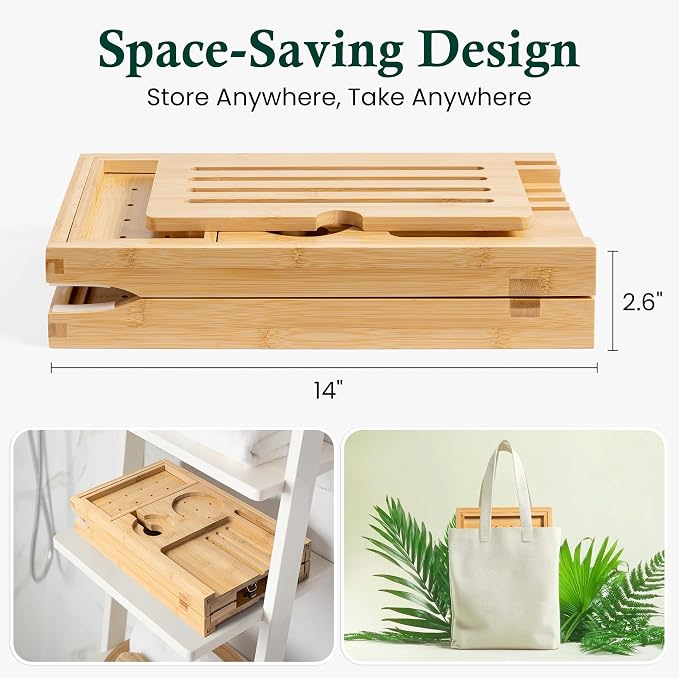 Bamboo Bathtub Tray, Bath Caddy - Image 5