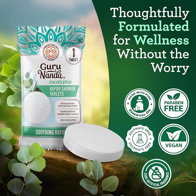 GuruNanda Eucalyptus Vapor Shower Tablets, Clean-Dissolving Aromatherapy Shower - Image 7