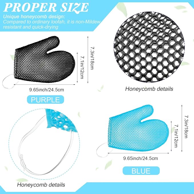 Karenhi 2 Pcs Honeycomb Exfoliating Glove Bath Mitt Body Spa Scrubber, - Image 2