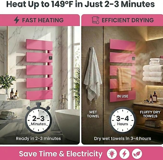 Electric Towel Warmer, Heated Towel Rack - Image 3
