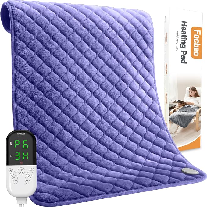 King Size Heating Pad for Back Pain 32"x24" Extra Large Electric Heating Pad by FocbeoHeatingPad