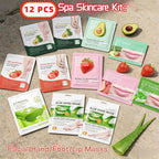 12PC Natural At-Home Spa Skincare Kit | Strawberry Aloe Vera Avocado Face Hand - Image 7