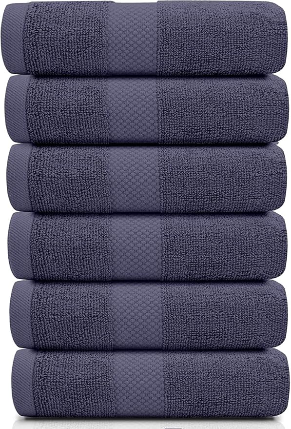 White Classic Luxury Navy Blue Hand Towels - Image 2