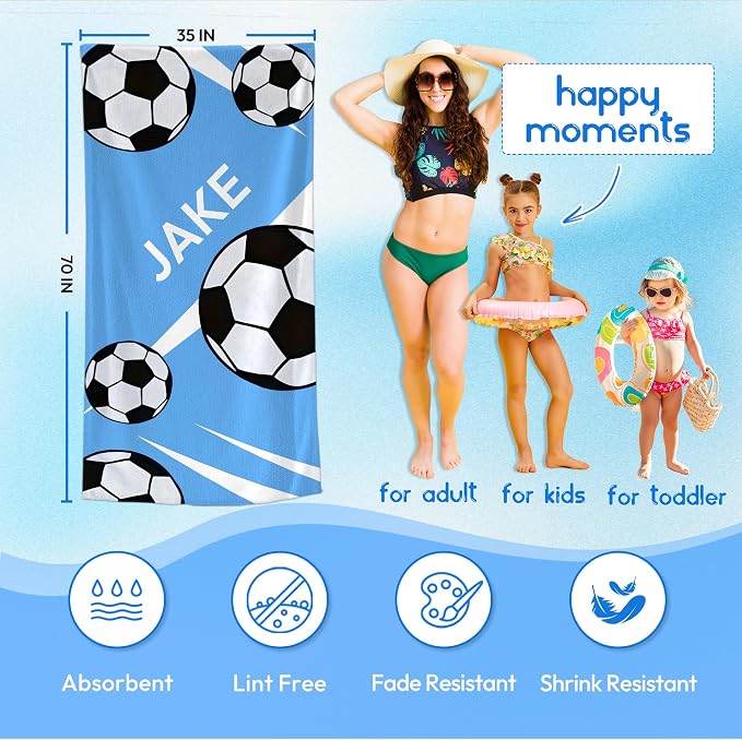 Personalized Beach Towel With Name, Custom Beach Towel with Text, Customized - Image 3