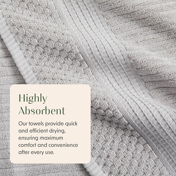 Springtree Home 100% Cotton Bath Towel Set of 4 | Super Soft & Absorbent - Image 9