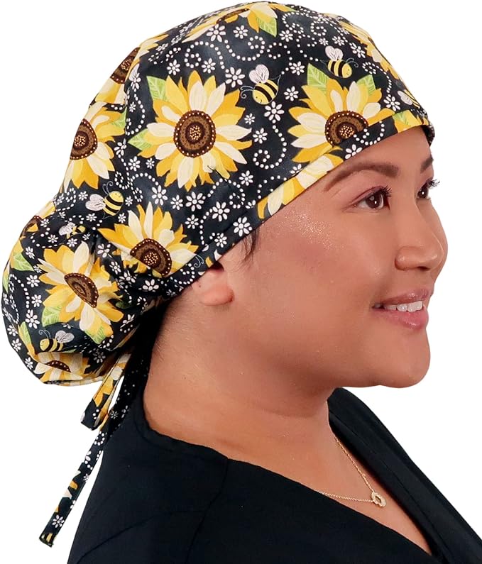 Sparkling EARTH Big Hair Ponytail Classic Surgical Style Scrub Working Cap - Image 3