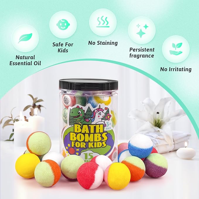 Bath Bombs for Kids with Surprise Inside, 15-Piece Surprise Bath Bombs for Kids - Image 6