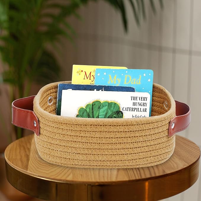 ABenkle Small Storage Basket, Mini Rope Woven Baskets, Cute Shelf Closet - Image 3