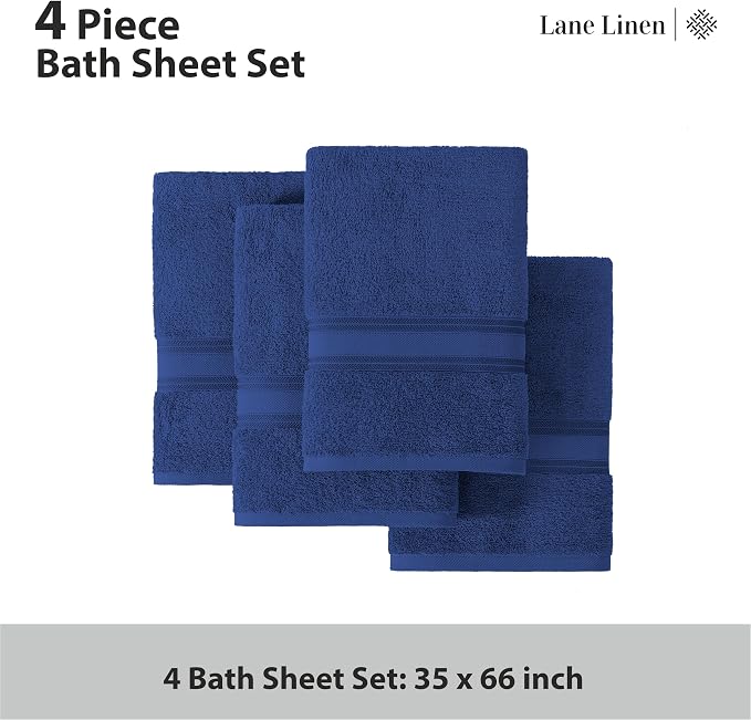 LANE LINEN 100% Cotton 4 Pack Bath Sheets Set - Image 4