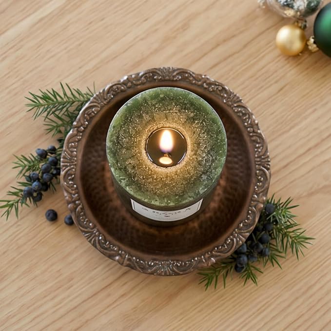 Aroma Naturals Holiday Juniper, Spruce and Basil Essential Oil Pillar Candle - Image 6