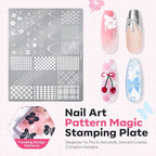Modelones 16PCS Plaid Nail Stamping Kit – French Tip Stamper White Black - Image 7