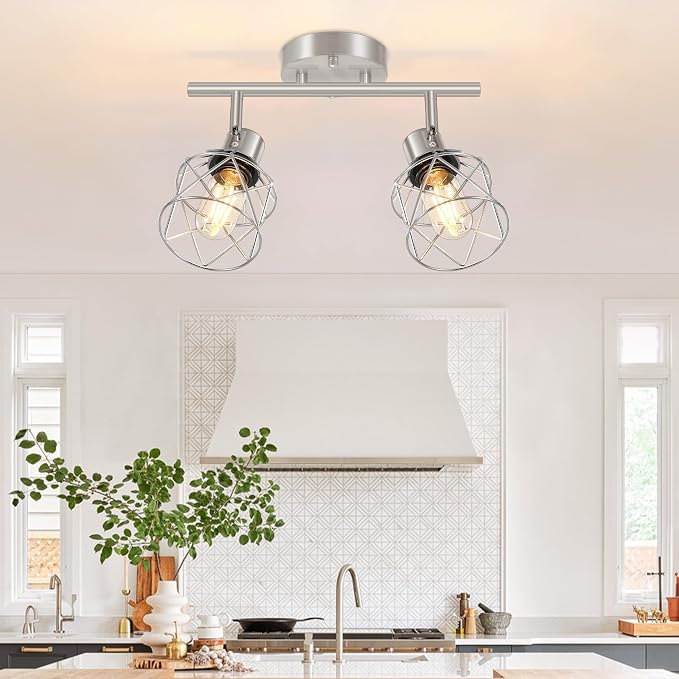 Baocuz 2-Light Brushed Nickel Semi Flush Mount Ceiling Light, Hallway Light by Baocuz