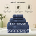 Modern Threads Botanical Vine 6-Piece 100% Cotton Towel Set – Reversible Yarn - Image 3