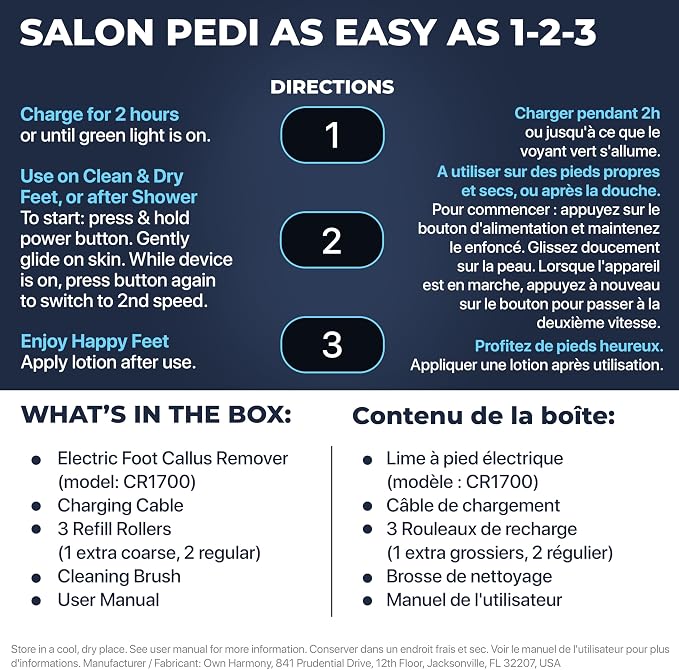 Electric Foot Callus Remover: Own Harmony Professional Feet Care Pedicure Tools - Image 3
