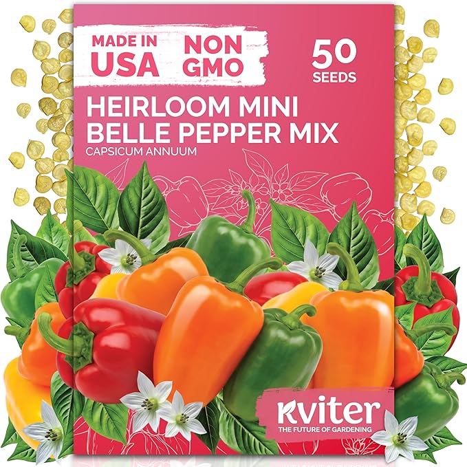 KVITER 50 Mix Sweet Mini Peppers Seeds – Mini Sweet Peppers Seed Packets Bell by KVITER