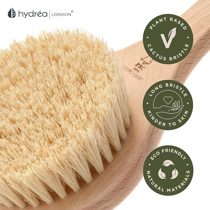 Hydrea London Dry Body Brush – Premium Exfoliating Dry Skin Brush Cactus Bristle - Image 4