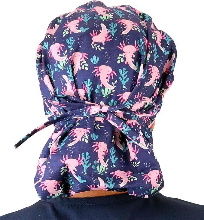 Sparkling EARTH Banded Bouffant Surgical Scrub Ponytail Working Caps and - Image 2