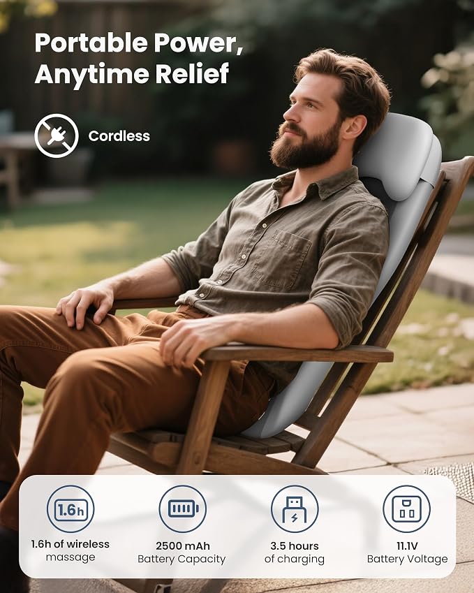 COMFIER Cordless Back Massage Chair Pad - Image 2