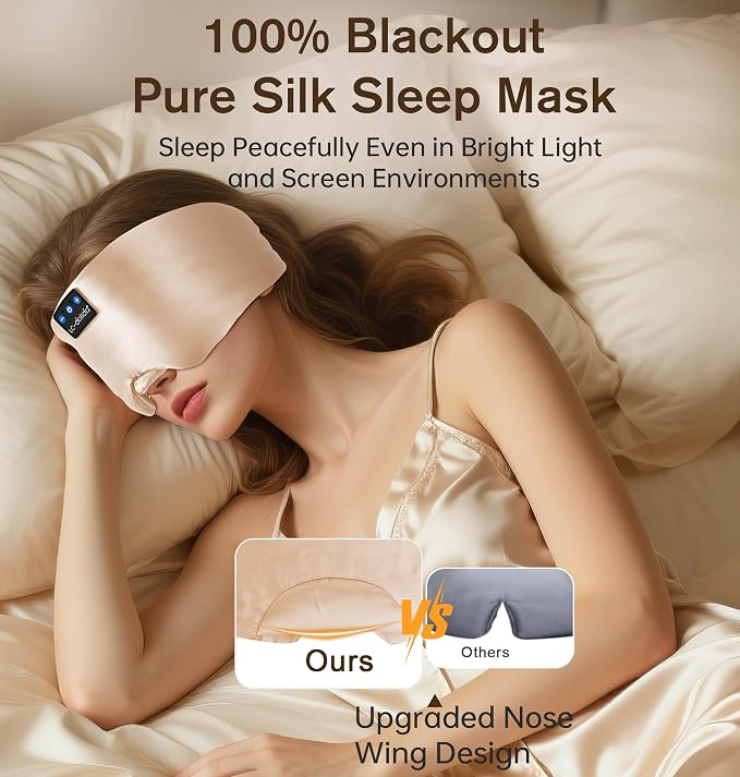 LC-dolida Luxurious Silk Soft Sleep Mask, Sleep Headphones - Image 5