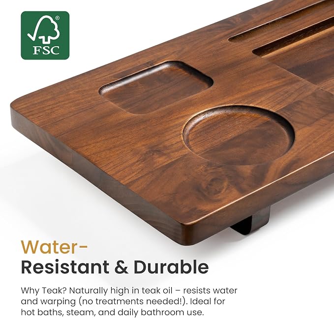 Premium Teak Bathtub Tray for Freestanding Baths - Image 4