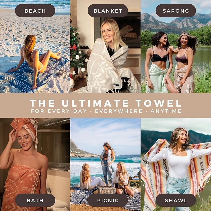 FESHKA Sand Proof Turkish Beach Towel – Oversized, Quick Dry & Lightweight - Image 3