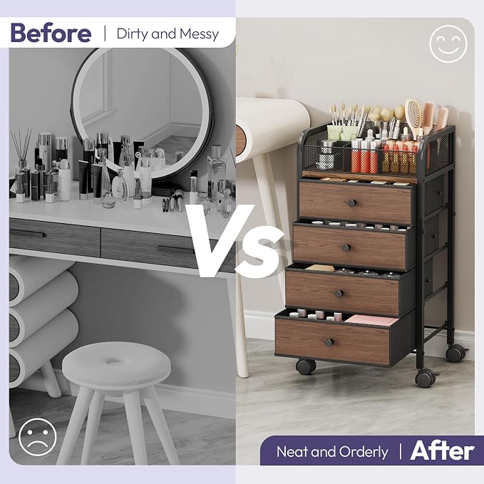 SWTYMIKI Rolling Makeup Organizer Cart - Image 3