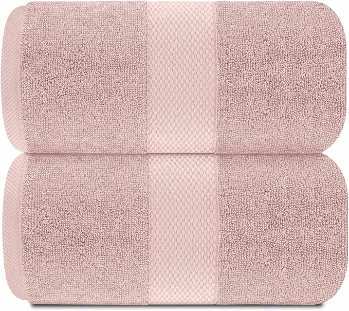 White Classic Pink 650 GSM Cotton Bath Sheet Towel - Image 2
