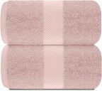 White Classic Pink 650 GSM Cotton Bath Sheet Towel - Image 2