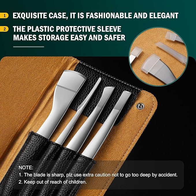 FVION Professional Pedicure Knife Set, Stainless Steel Callus Shaver Foot Blades - Image 5