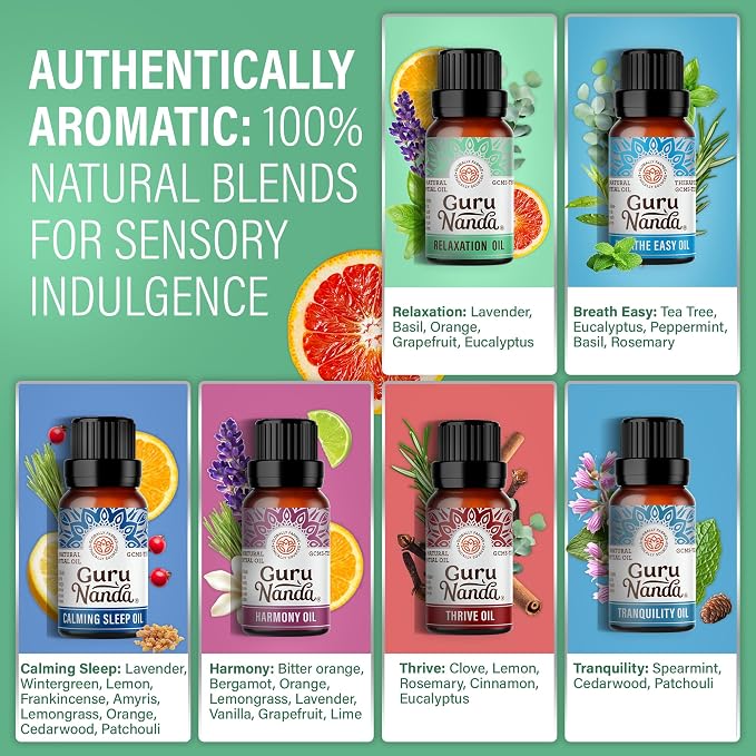 GuruNanda Essential Oil Blends – 6 Pack, Breathe Easy, Tranquility, Relaxation - Image 4