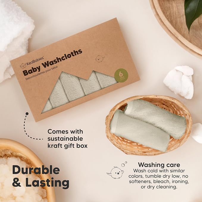 6-Pack Baby Washcloths – Soft Absorbent Viscose from Bamboo Washcloths - Image 7