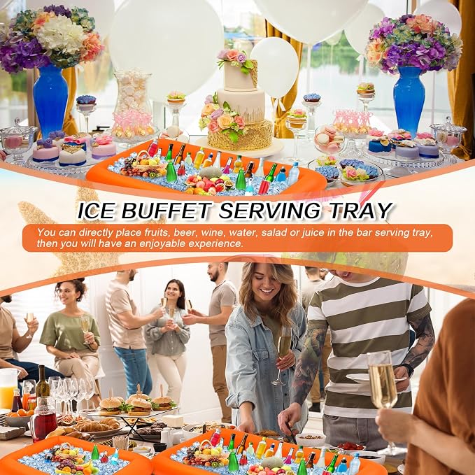 Leitee 4 Pcs Inflatable Ice Serving Bars Buffet Serving Tray Drink Cooler - Image 7