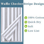 Waffle Bath Towels, Striped Bath Towels - Image 2