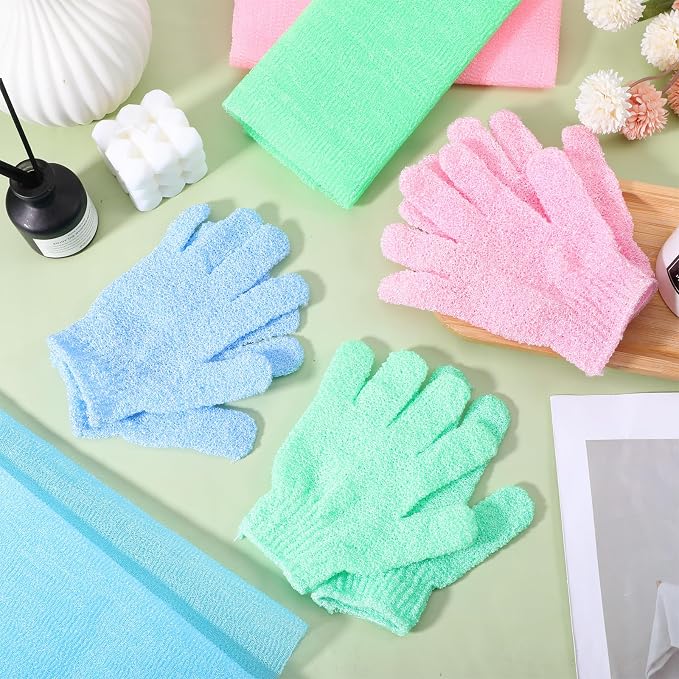 6 Pack African Net Sponge Exfoliating Glove Set, Including 3 Pcs Bath Sponge - Image 5