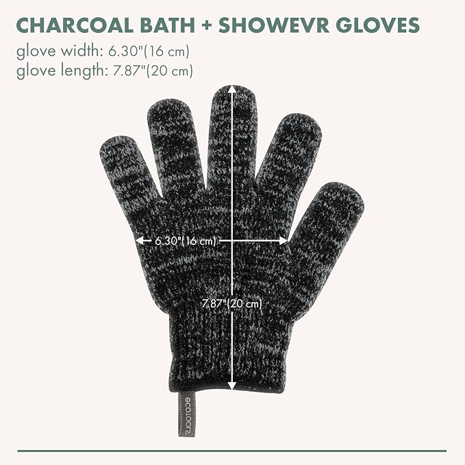 EcoTools Charcoal Bath + Shower Gloves, Exfoliating Gloves Remove Dead Skin & - Image 3