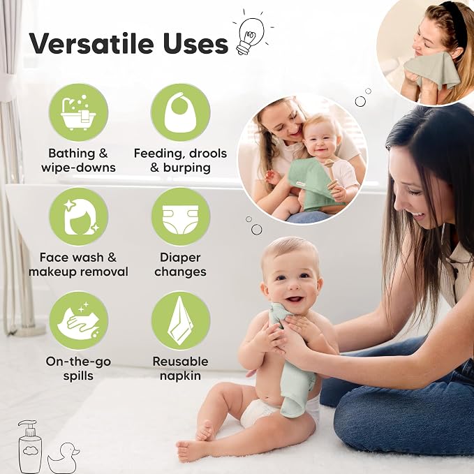6-Pack Baby Washcloths – Soft Absorbent Viscose from Bamboo Washcloths - Image 6