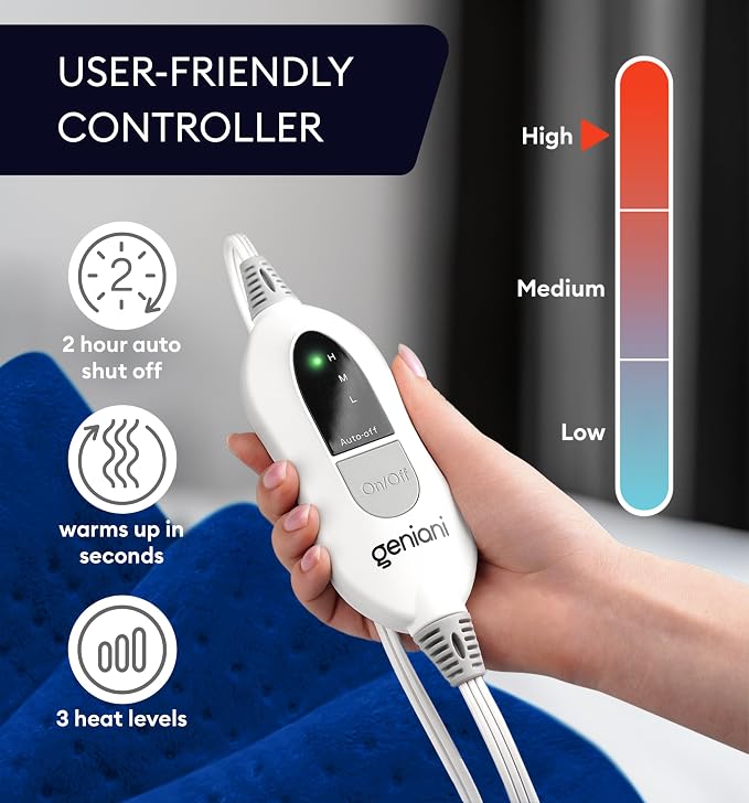 GENIANI Electric Heating Pad for Back Pain & Cramps Relief, Electric Throw - Image 4