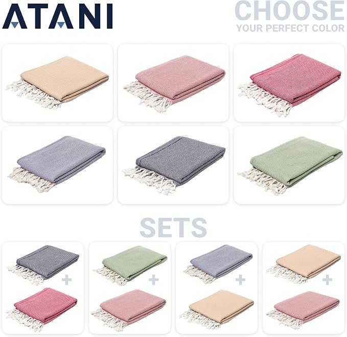 ATANI 69x35 in Oversized Turkish Beach Towel Set - Image 5